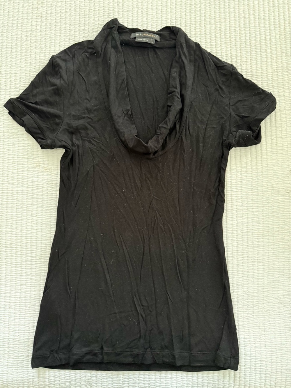 BCBGMaxAzria Black Short-Sleeve Round Neck Tee